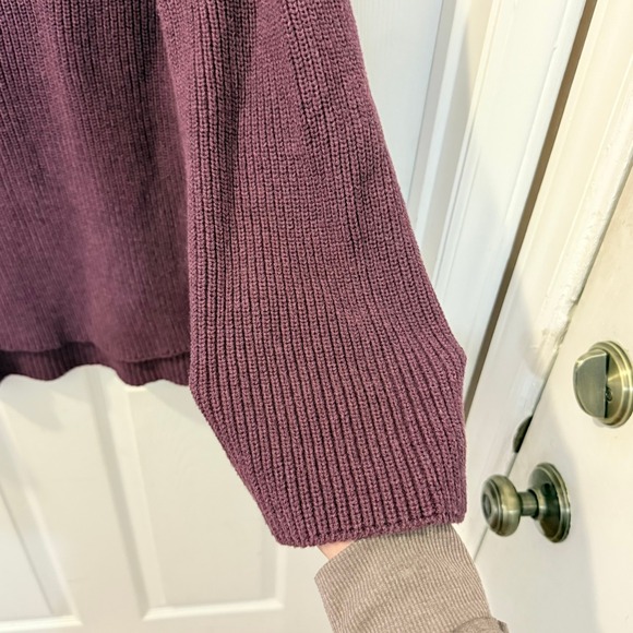 Pact Organic Cotton Size S Women's Fisherman Knit Tunic Sweater Mock Neck Purple - Picture 5 of 13